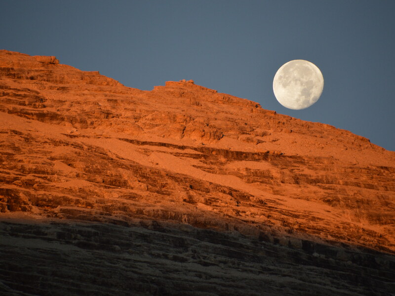 Moonset in the Dolomite mountains